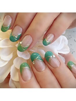 ヘアー ユニバース(HAIR UИIVERS)/グリーン2色フレンチ+ライン