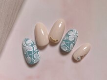 ルームヘアネイル 曙橋店(Room hair nail)/レースみたいな手描きフラワー