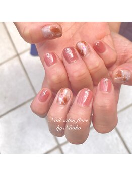 秋ブラウン大理石ネイルby佐藤