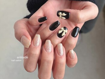 アントレッド(entraide)/黒とリボンとフラッシュネイル♪