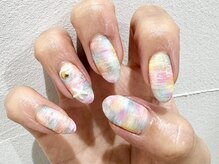 ニットマーブルネイル☆ブルー