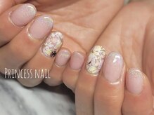 プリンセスネイル(Princess nail)/手書きフラワーonてんとう虫