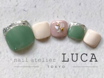 ネイルアトリエルカ(nail atelier LUCA)/W-90 シェル×ガラスフレンチ