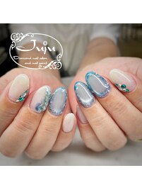 爽やかブルー　シェルネイル