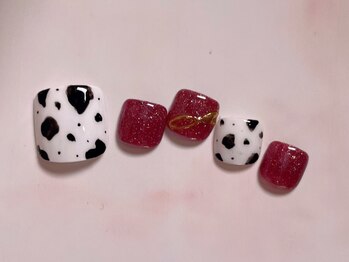 ルームヘアネイル 曙橋店(Room hair nail)/フット　2021年干支☆牛柄ネイル