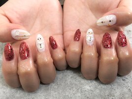 雪だるまネイル