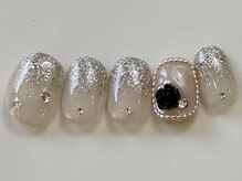 ネイルメゾン 天神店(NAIL MAISON)/シルバーラメグラ薔薇¥7000
