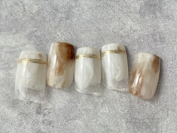 エムドットネイル 池袋(m.nail)/ブラウン×ゴールドミラー