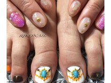 リコ ネイル(RIKO NAIL)/ターコイズ×人魚のうろこ風
