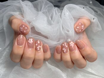 ネイルモア 藤が丘店(nail mor.)/フラッシュ×桜ホロ　(追加料金)