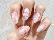 ニットマーブルネイル☆ピンク