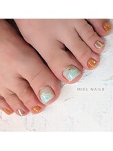 ミエル 溝の口店(miel)/波ネイル　オレンジ