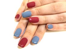 ネイルサロン ジュネイル(NAIL SALON JUNAIL)/ブルーグレー×ボルドー マット