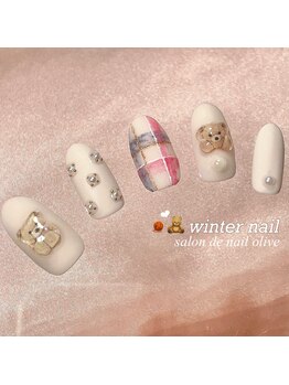 サロン ド ネイル オリーブ/【冬ネイル】ぷっくりくま