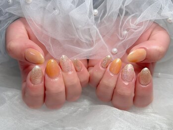 ネイルモア 藤が丘店(nail mor.)/オレンジ×イエローニュアンス