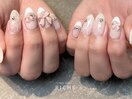 レース×リボンのガーリーネイル