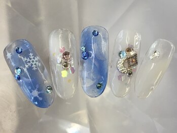 ラリュールネイル(L'Allure nail)/冬ブルーな雪の結晶ネイル¥8200
