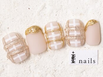 アイネイルズ 新宿店(I nails)/立体チェックベージュ