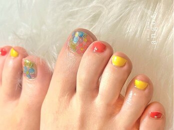 アンガット(angot.)/パステルフラワーフットネイル