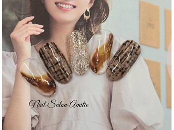 ネイルサロン アミティエ(Nail Salon Amitie)/べっ甲 × ツィード*design nail