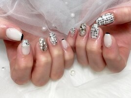 ブラック×ツイードネイル