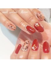 ネイルサロン レーヴ(NAIL SALON REVE)/赤&大人レオパード柄