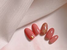 ルームヘアネイル 曙橋店(Room hair nail)/ゴールド手描きフラワー