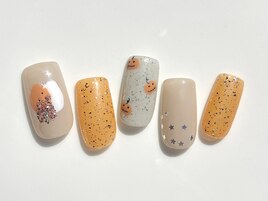 ハロウィン　カボチャ　星　ラメ