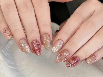 アルブル(ARBRE)/チェック・雪花・リボンネイル