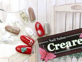 レッド　ベージュ　ネイル