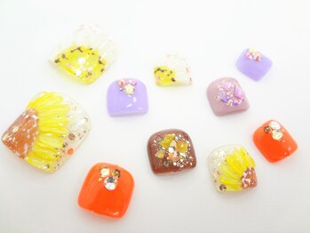 ネイルサロン クイール 小山店(NAIL SALON QUILL)/ワンカラー×フラワーアート