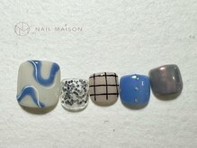 ネイルメゾン 梅田(NAIL MAISON)/うねうねターコイズ黒チェック