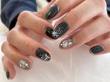 ネイルサロン グリッター Nail salon Glitter/シェル×ブラック【定額】