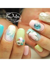 カラフル　パステルカラーネイル