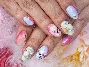 カラフルグラデーション　お花柄