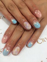 クリスタルネイル ゆめタウン博多店(CRYSTAL NAIL)/逆フレンチお花ネイル