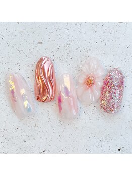 ネイルアンドまつげ リュフェール 五反田(Nail Lufaire)/ピンクフラワー