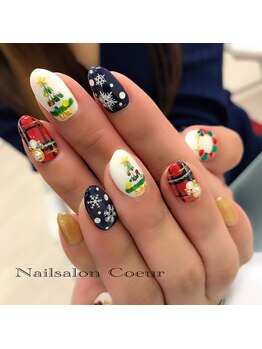 ネイルサロン クール(Nailsalon Coeur)/クリスマスネイル チェック柄