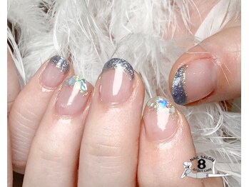 ネイルエイト 新百合ヶ丘(nail8)/シェル×ラメ透け感フレンチ