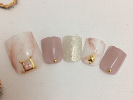大理石風フットネイル