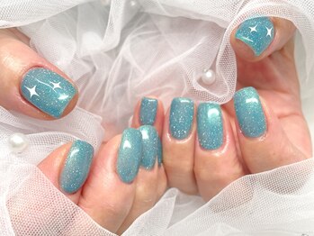 マリンブルーフラッシュネイル