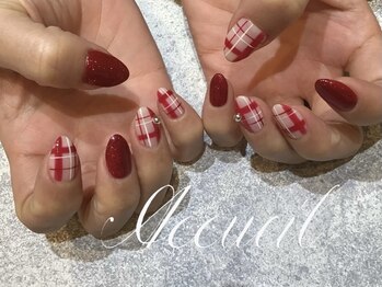 アクイユ 銀座店(ACCUEIL)/赤チェックネイル