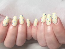 パステルイエロー小花柄ネイル♪