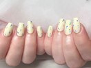パステルイエロー小花柄ネイル♪