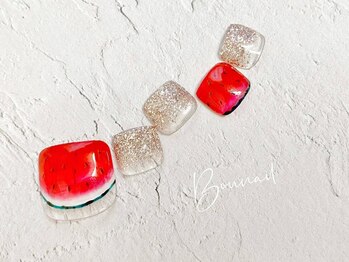 ボネール(nail ＆ eyelash Bounail)/フルーツ　スイカ　フットネイル