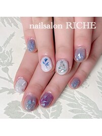 ブルーのクリスマスネイル