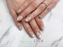 ネイルアトリエルカ(nail atelier LUCA)/W-547 大人可愛いリボンネイル