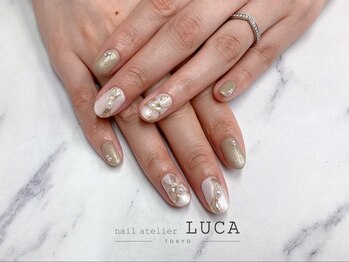 ネイルアトリエルカ(nail atelier LUCA)/W-547 大人可愛いリボンネイル