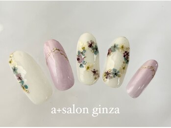 エープラスサロン ギンザ(a+salon ginza)/押し花ハートネイル