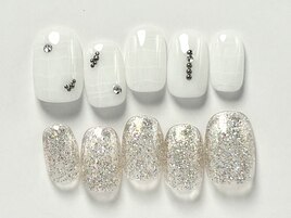 チェック×グリッター